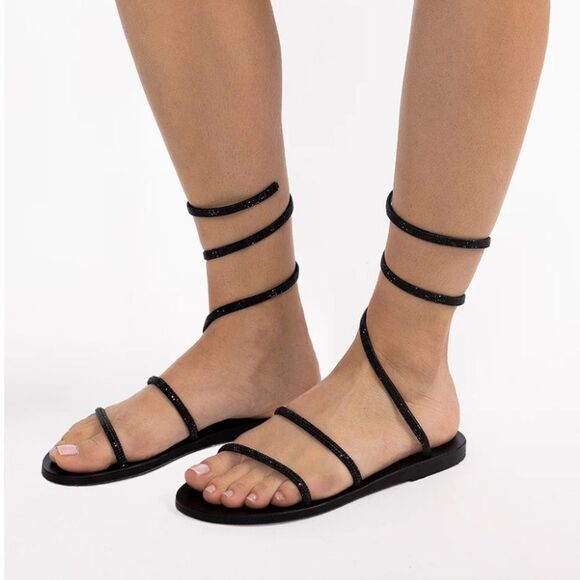 ANCIENT GREEK SANDALS Ofis Low Crystal-Embellished Wraparound Sandals size 39 - Picture 2 of 15
